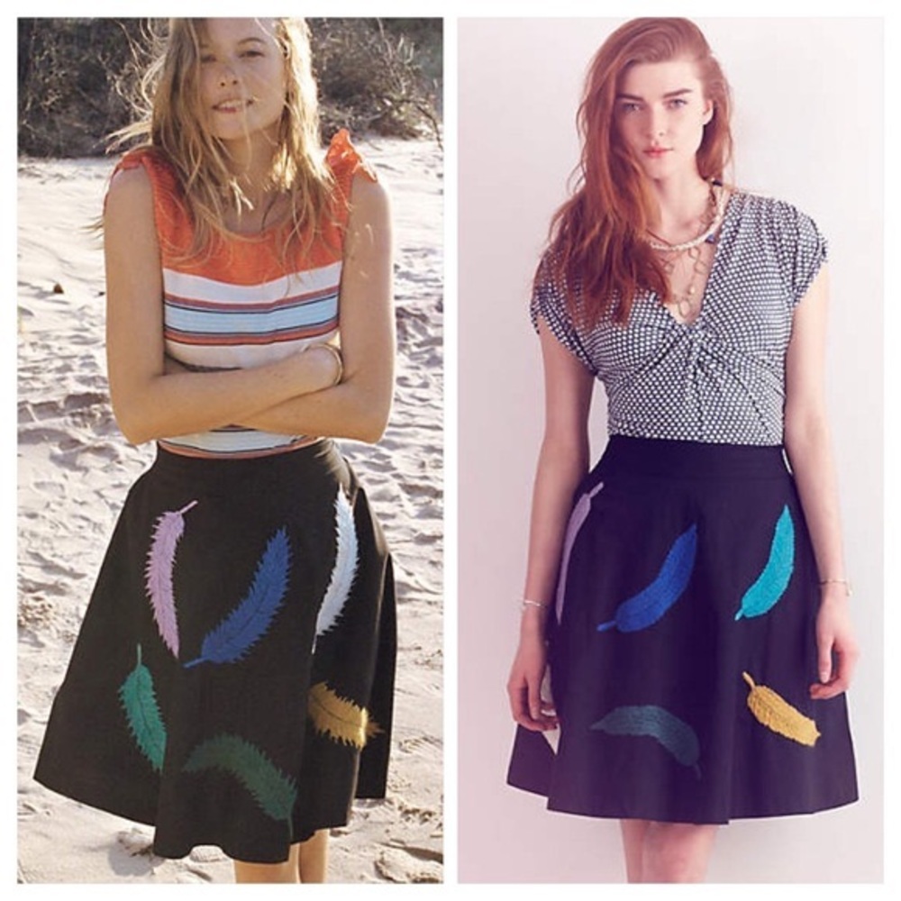 Anthropologie Yarn Plumes Skirt